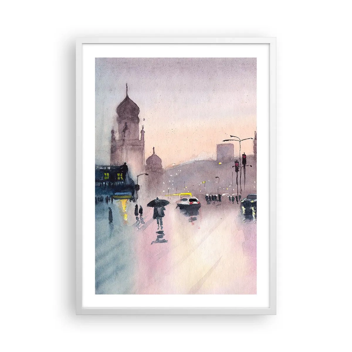Plakát v bílém rámu - V deštivém oparu - 50x70 cm