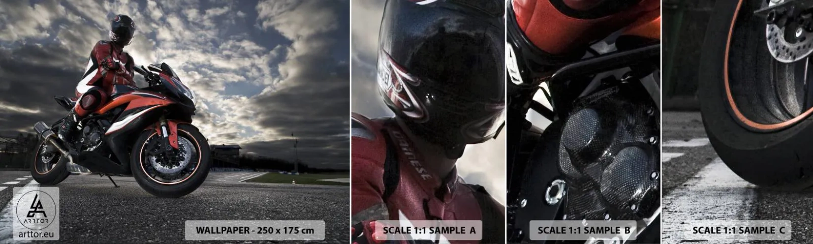 Vzor Fototapety Samolepicí Deluxe Sticker - Temný jezdec - Automobilový průmysl, Motorka, Závod - 100x30 cm