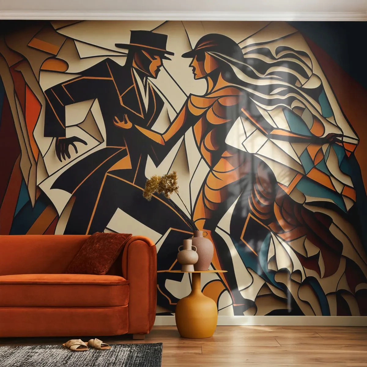 Fototapeta Premium Canvas - Tanec vřelosti a vášně - Kubismus, Tanec, Pár - 400x280 cm