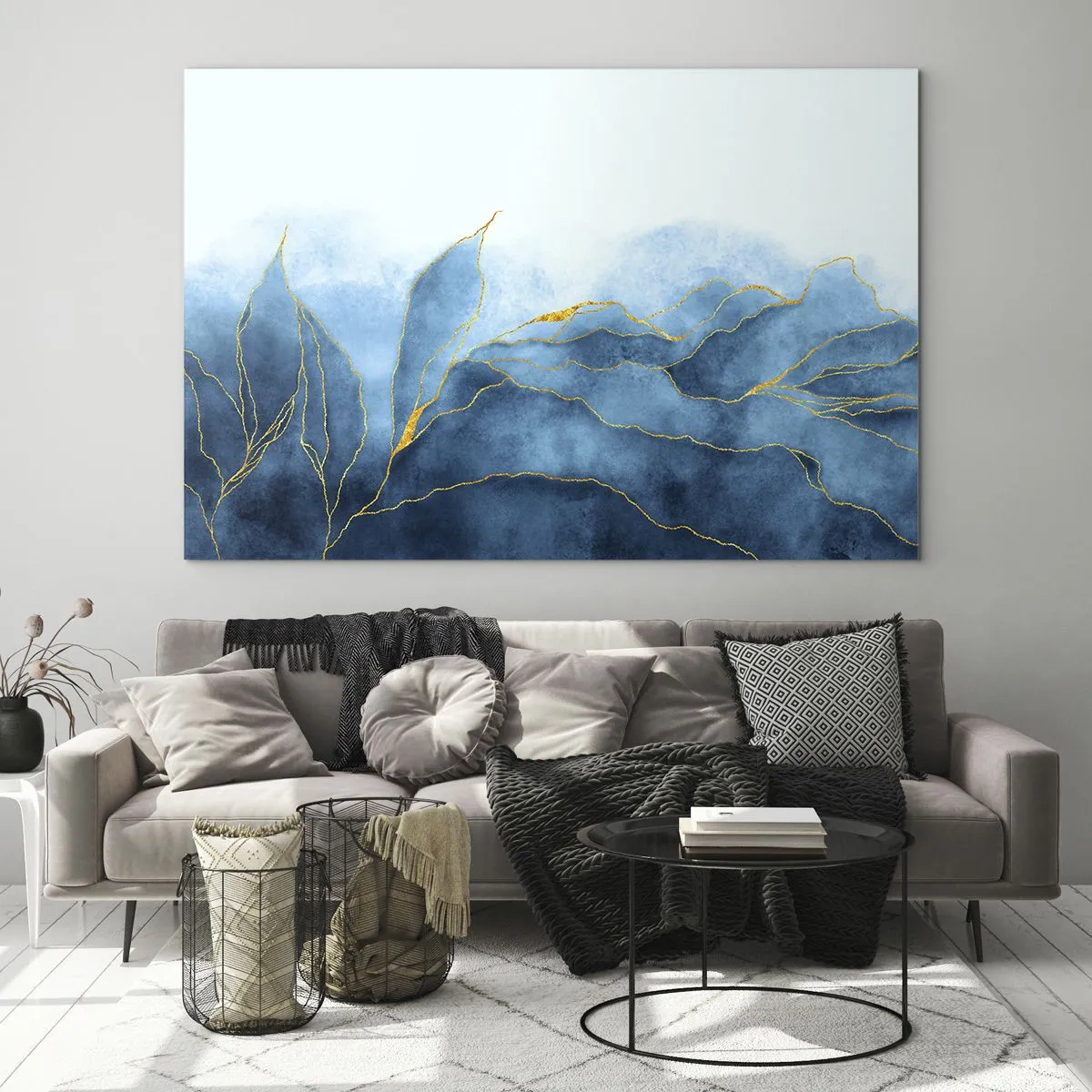 Obraz na skle - Blankyt ve zlatě - 120x80 cm