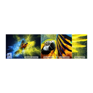 Vzor Fototapety Samolepicí Deluxe Sticker - V modro-zlatém prachu - Papoušek, Abstrakce, Kus - 100x30 cm