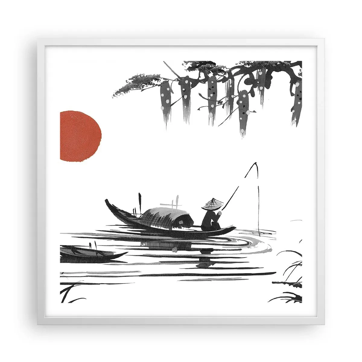 Plakát v bílém rámu - Asijské odpoledne - 60x60 cm