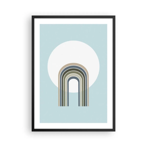 Plakát v černém rámu - Minimalistický oblouk s pastelovými odstíny na kruhovém pozadí - 50x70cm - Neodolatelná přitažlivost - Moderní nástěnná dekorace do obývacího pokoje a ložnice ARTTOR