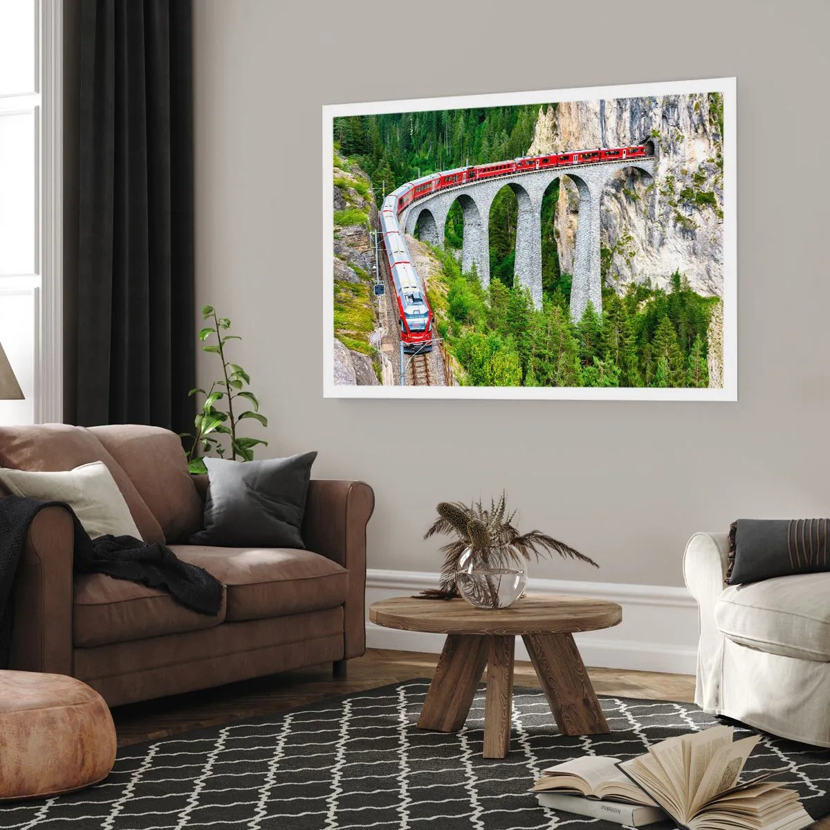 Plakát - Horský výhled přímo z vlaku - 100x70 cm