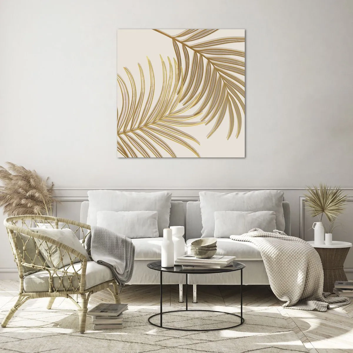 Obraz na skle - Zlatá palma! - 60x60 cm