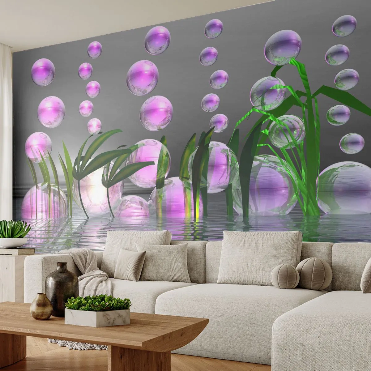 Fototapeta Samolepicí Deluxe Sticker - Reflexní kompozice lehkosti a života - Abstrakce, Grafika, 3D - 250x175 cm