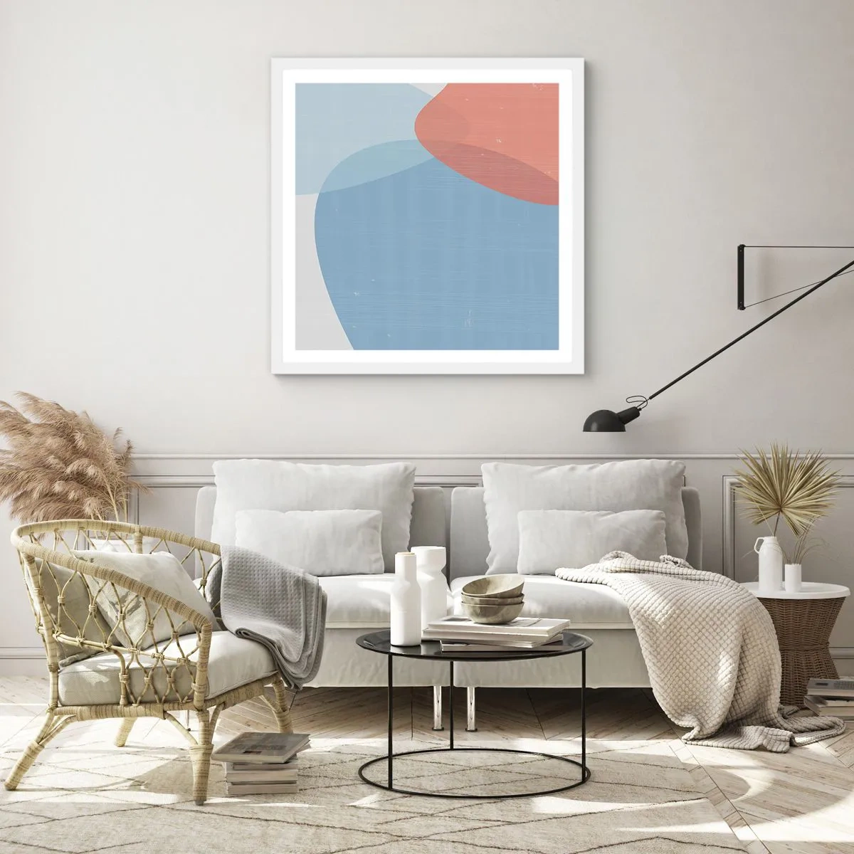 Plakát v bílém rámu - Pastelové vztahy - 60x60 cm