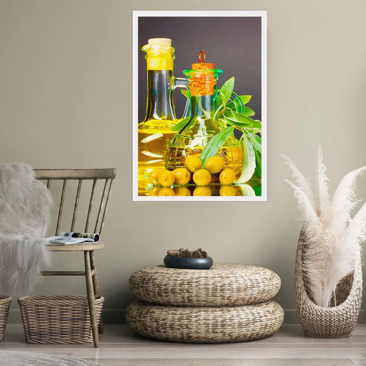 Plakát - Zátiší s olivami a olejem - 30x40 cm