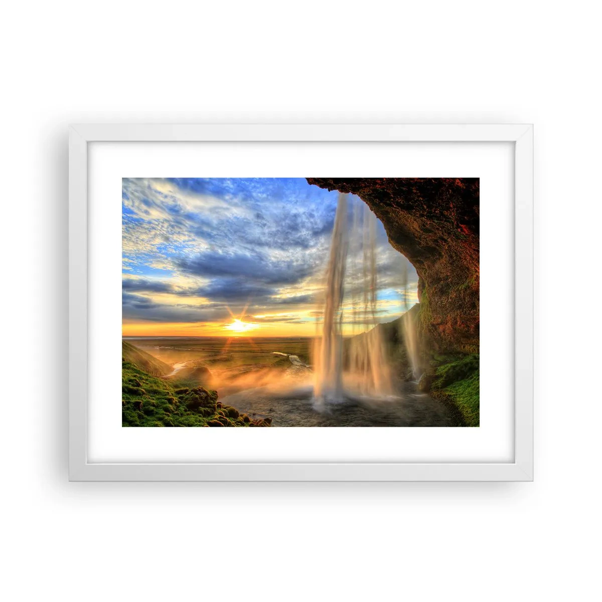 Plakát v bílém rámu - Svět za závojem kapek - 40x30 cm