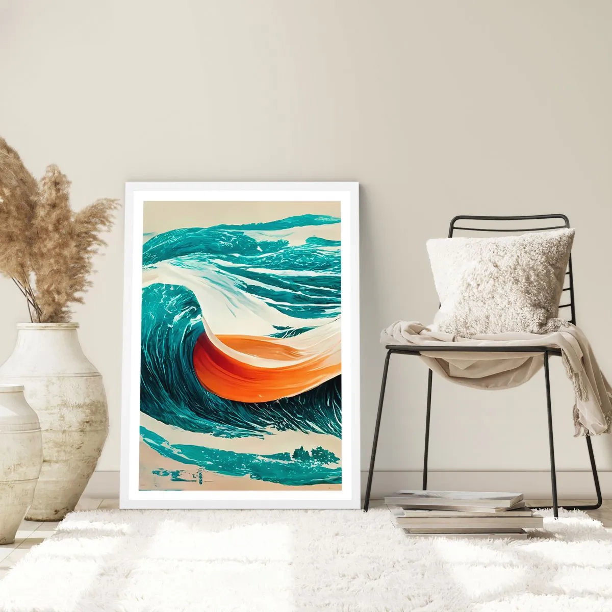 Plakát v bílém rámu - Surfařův sen - 70x100 cm