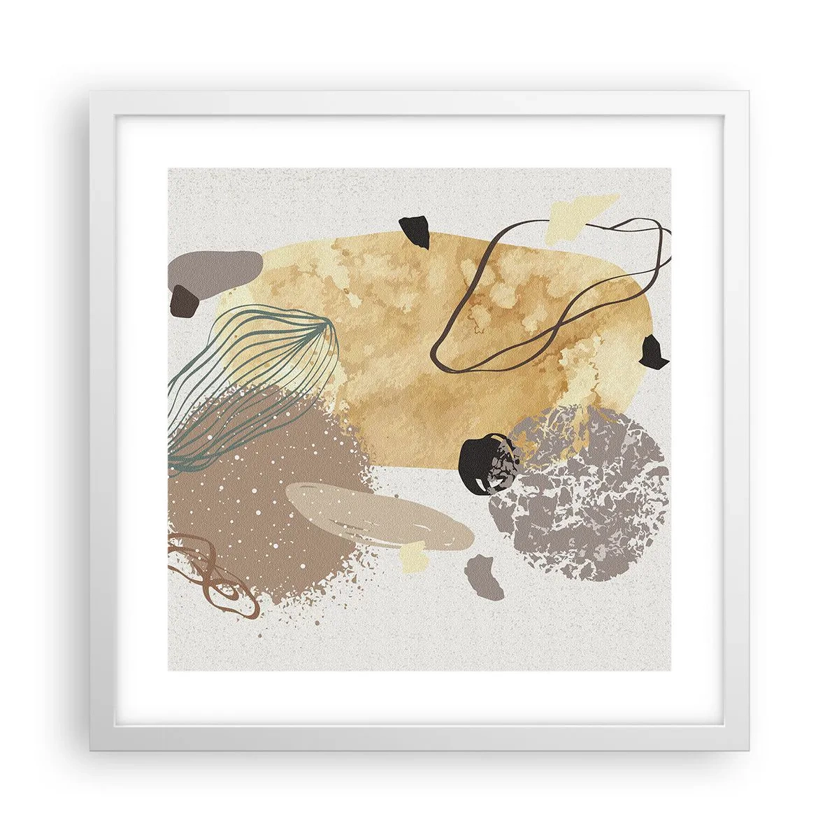 Plakát v bílém rámu - Abstraktní švestka - 40x40 cm