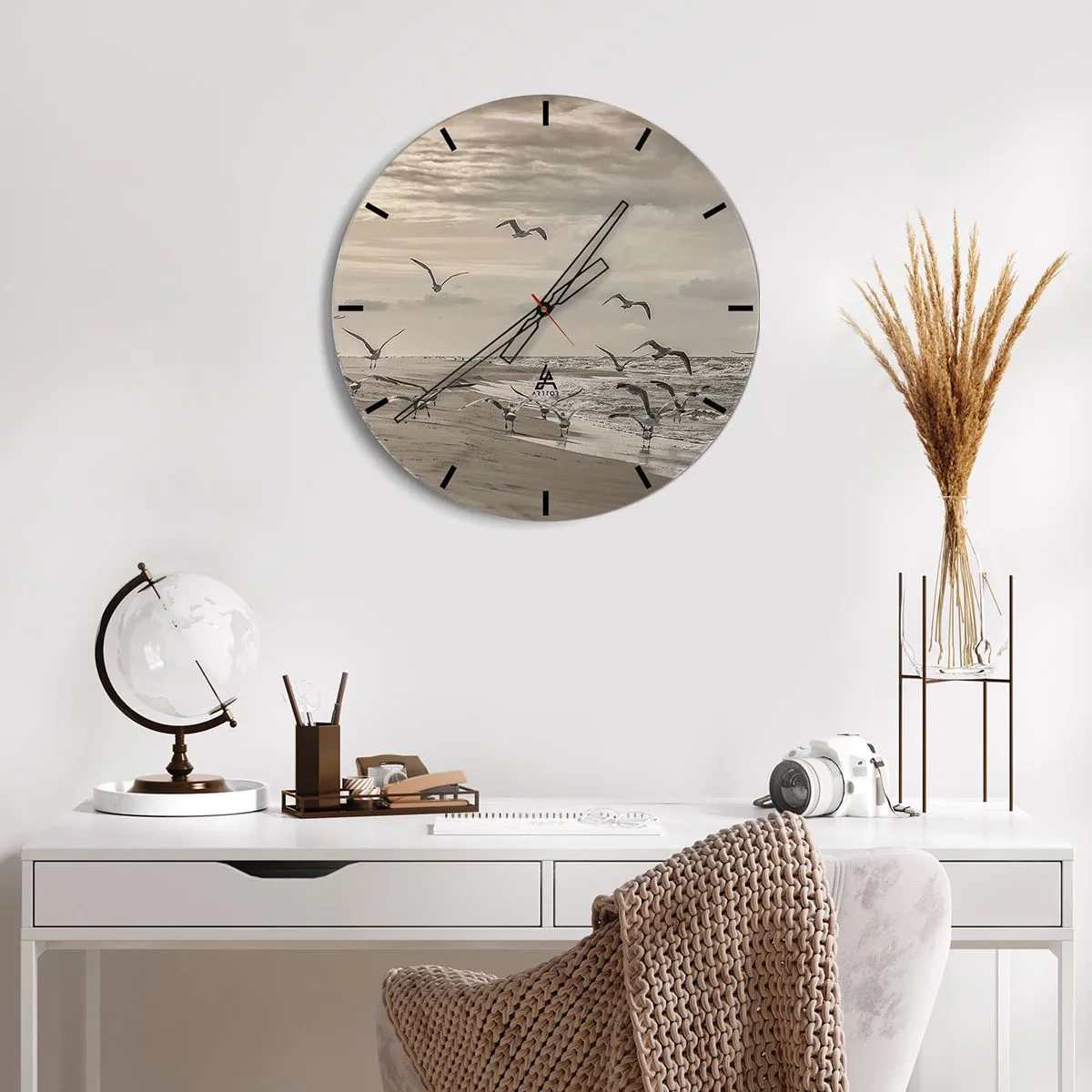 Nástěnné hodiny - Šumění moře, zpěv ptáků - 30x30 cm