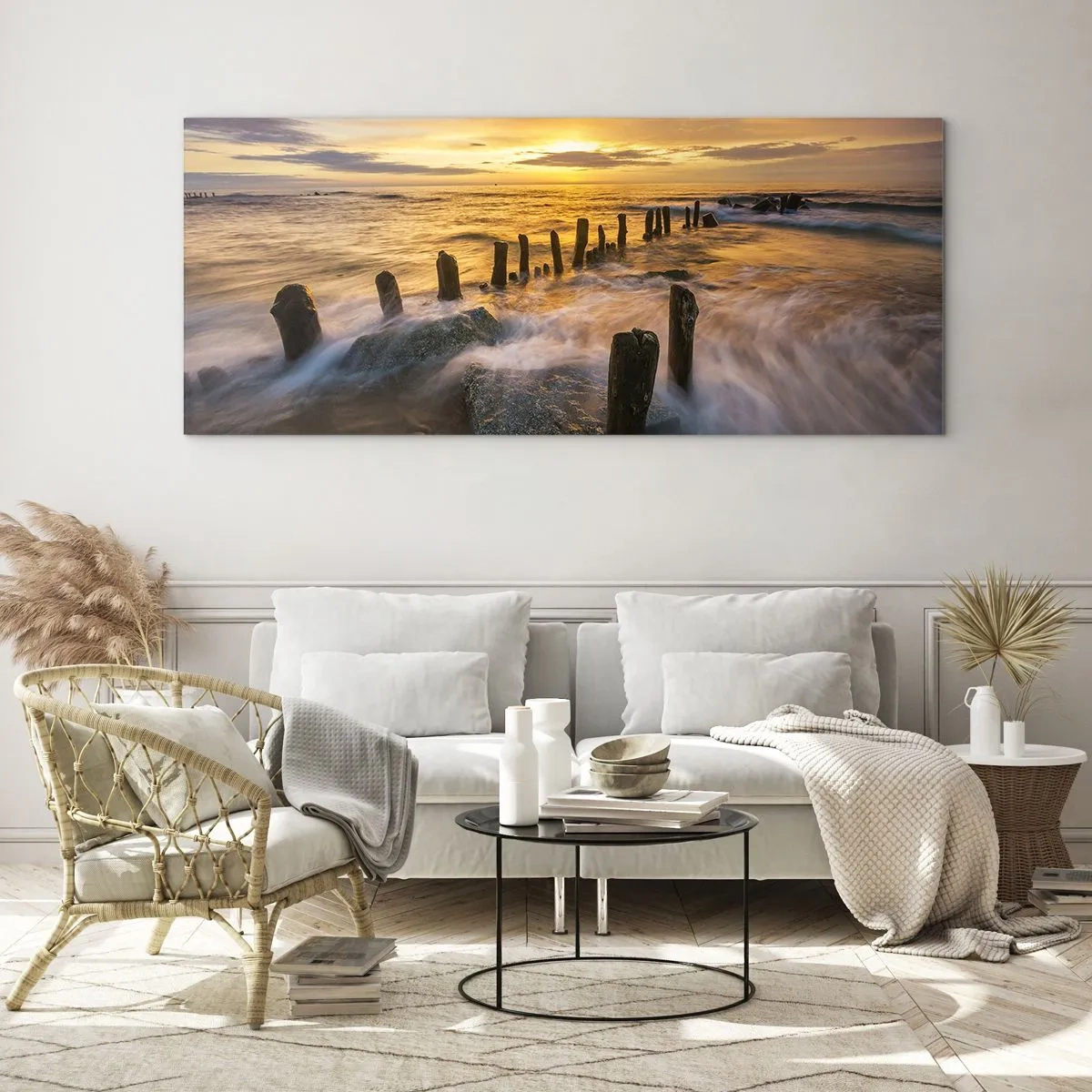 Obraz na skle - Drsná krása Baltského moře - 100x40 cm