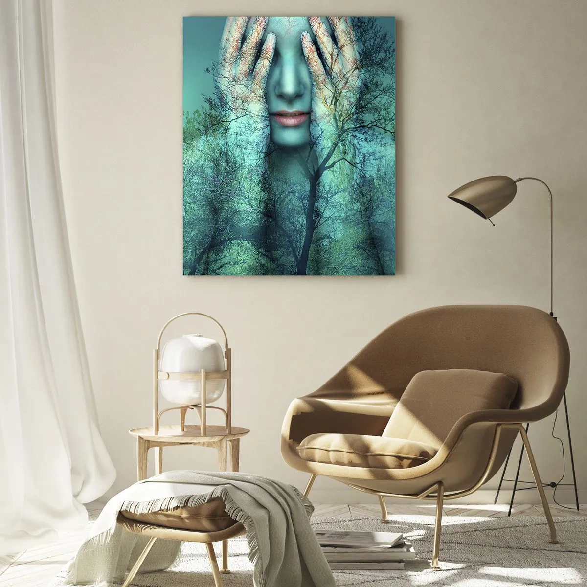Obraz na skle - Ponořená do modré - 70x100 cm