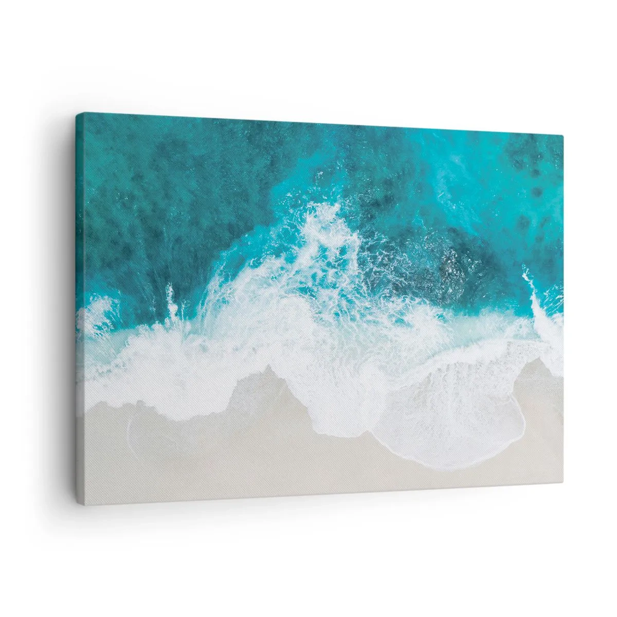 Obraz na plátně - Tyrkysové oceánské vlny na světlém písku - 70x50cm - Přirozené pohlazení - Moderní nástěnná dekorace do obývacího pokoje a ložnice ARTTOR
