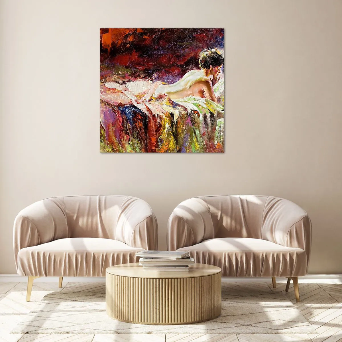 Obraz na skle - Zamyšlená Venuše - 70x70 cm