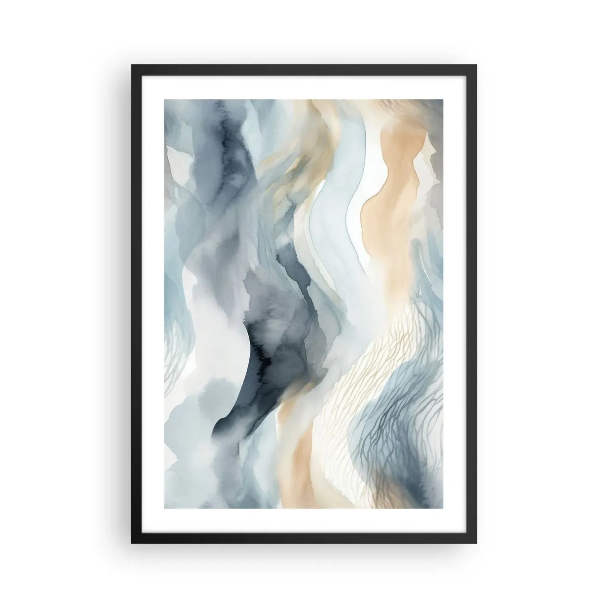 Plakát v černém rámu - Abstrakce sněhu a mlhy - 50x70 cm