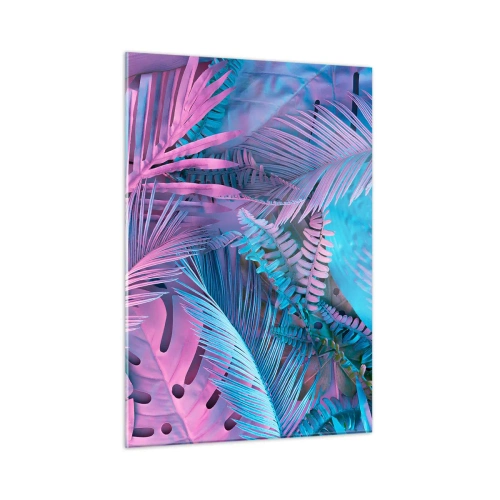 Obraz na skle - Tropy v růžové a modré - 50x70 cm