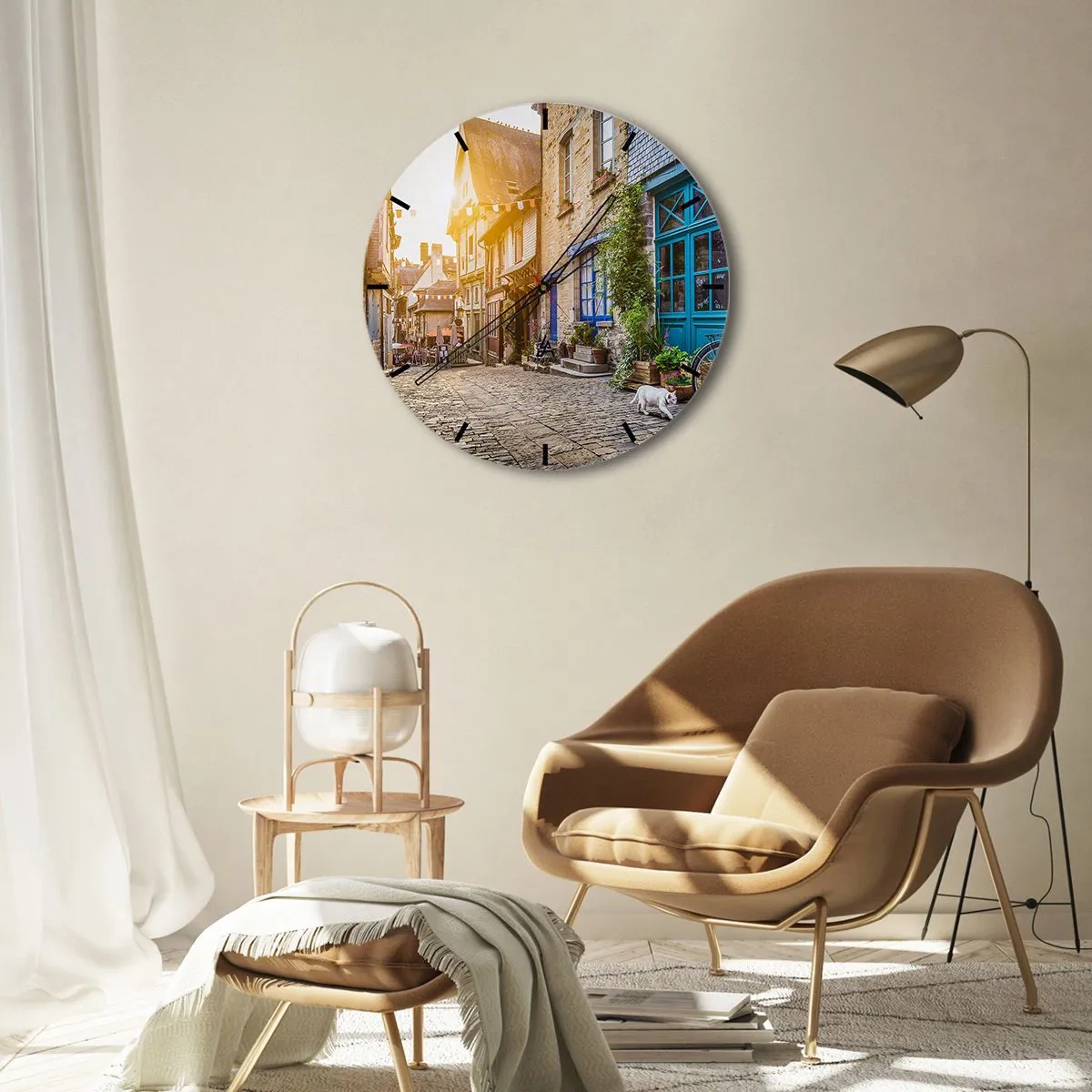 Nástěnné hodiny - Bílý duch městečka - 30x30 cm