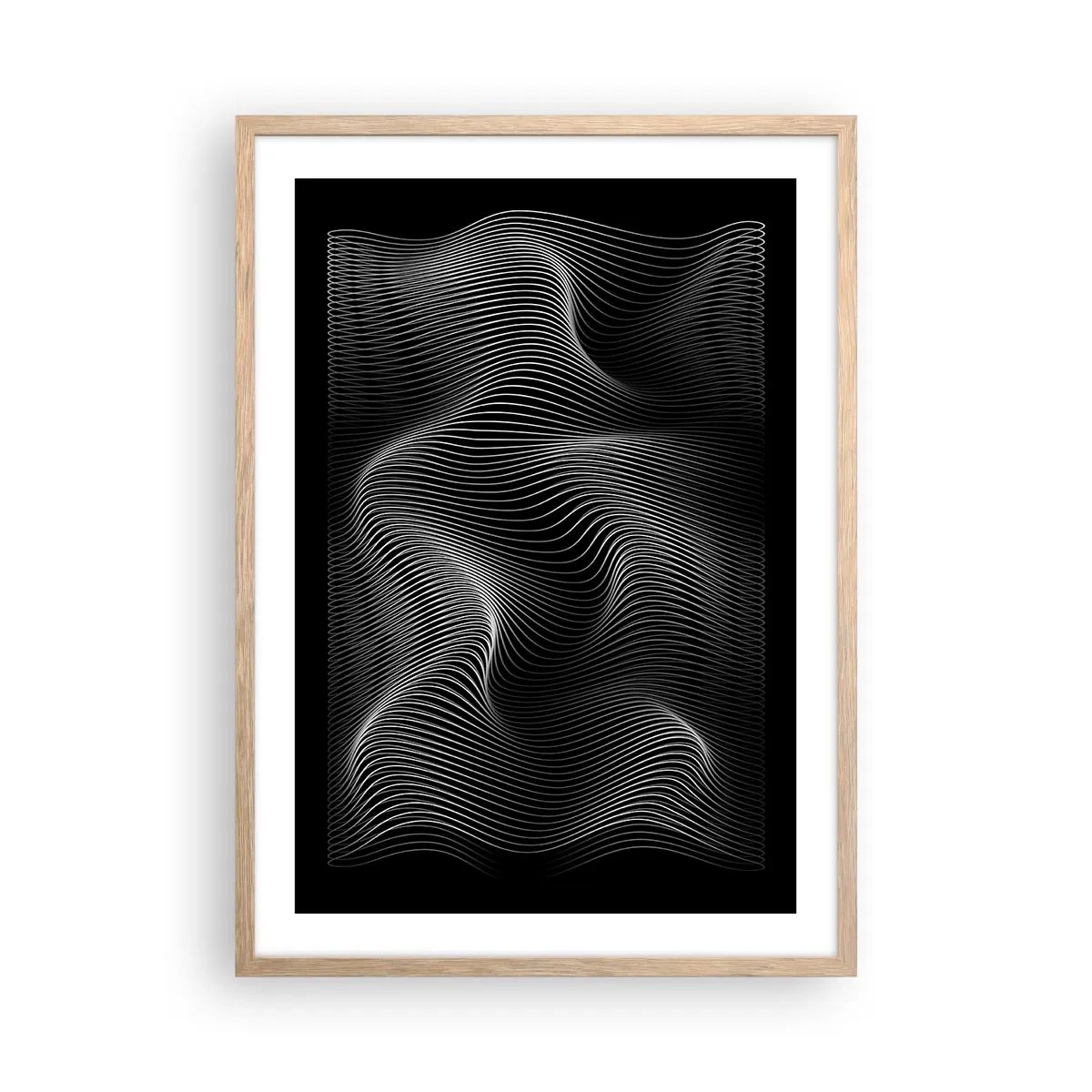 Plakát v rámu světlý dub - Tanec světla v prostoru - 50x70 cm