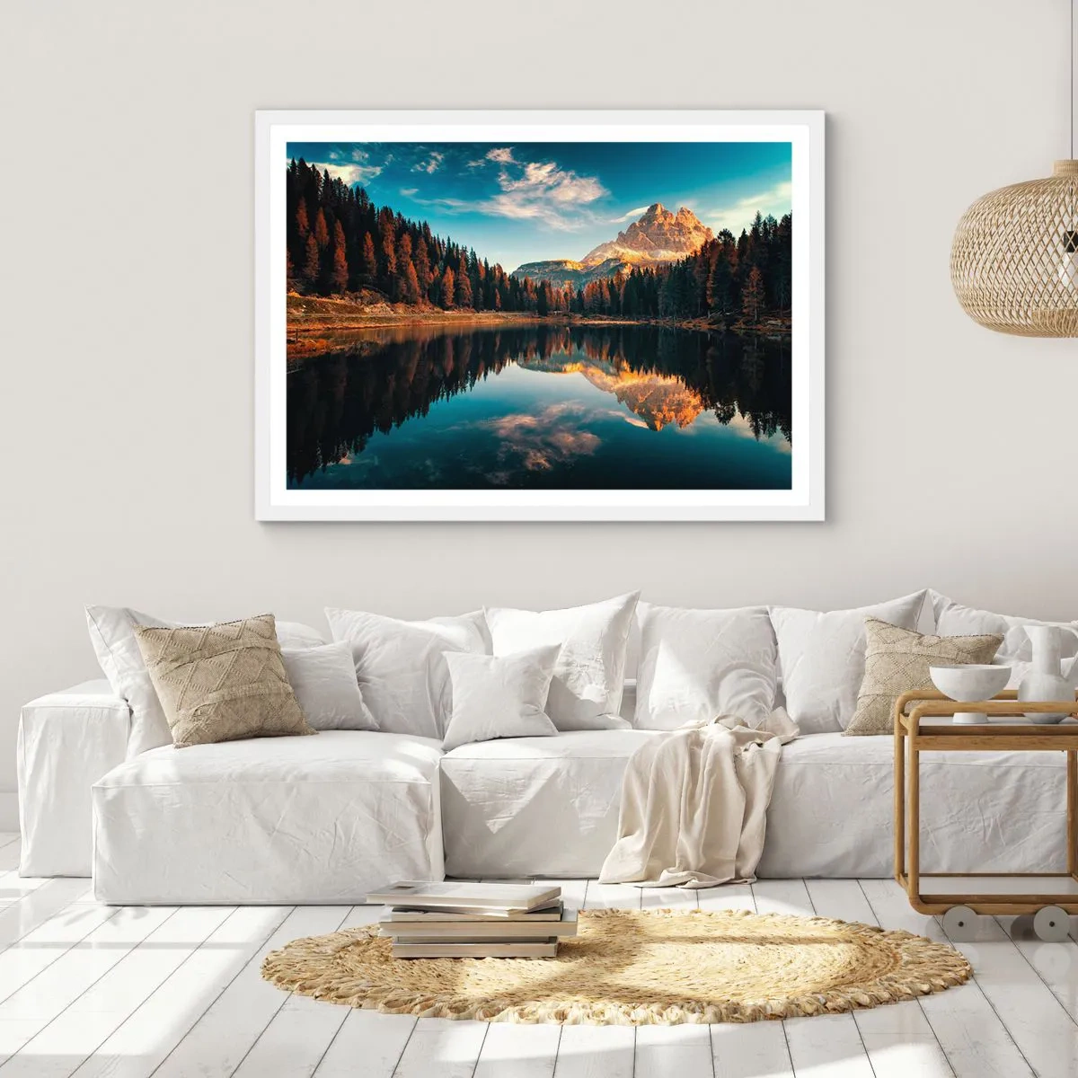 Plakát v bílém rámu - Dvojitá krajina - 100x70 cm