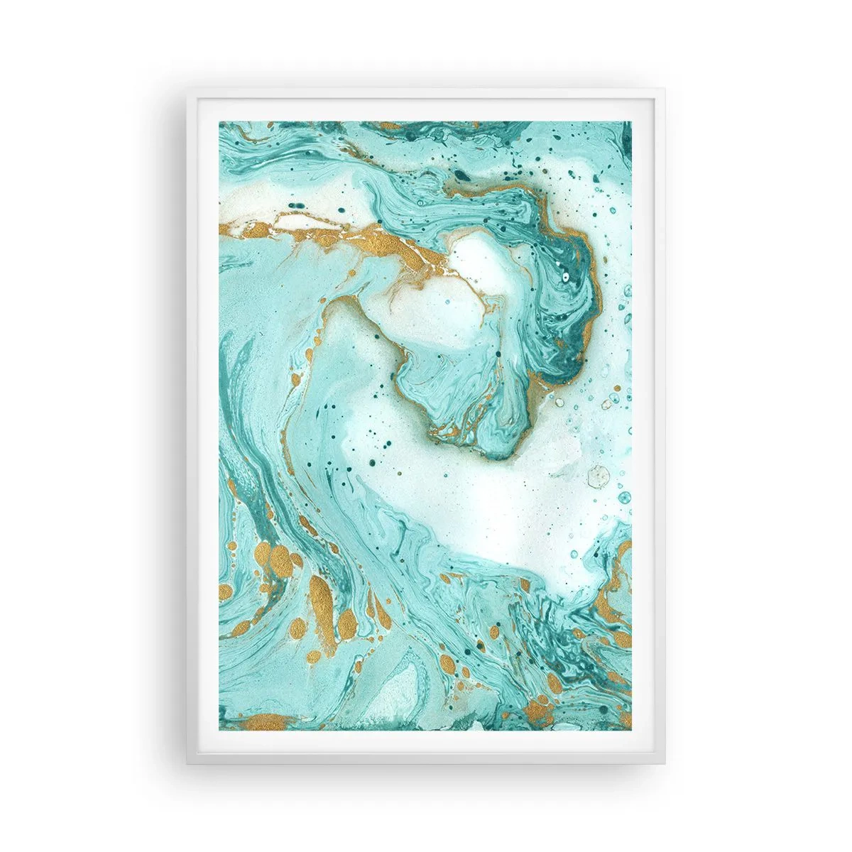 Plakát v bílém rámu - Pod velkou vlnou z epochy Edo - 70x100 cm