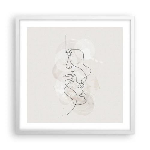 Plakát v bílém rámu - Zamotaní v objetí - 50x50 cm