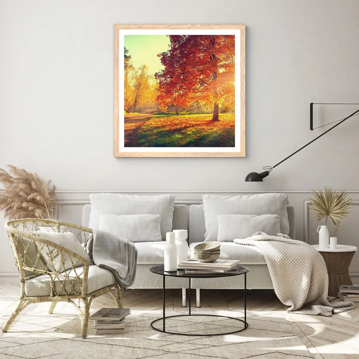 Plakát v rámu světlý dub - Rudé je krásné - 50x50 cm