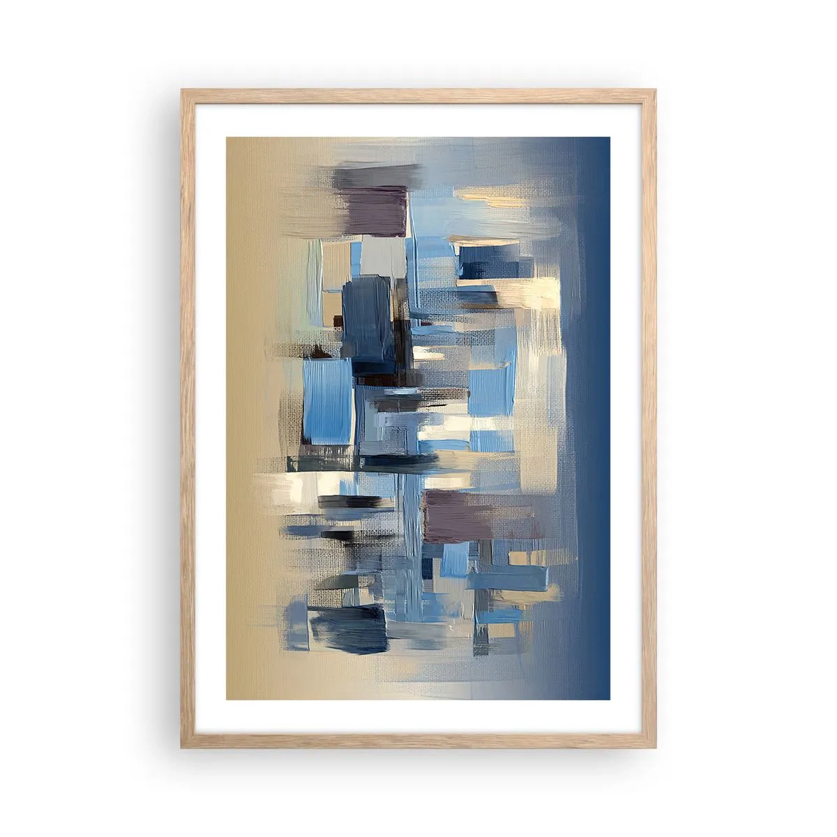 Plakát v rámu světlý dub - Modrá konstrukce - 50x70 cm