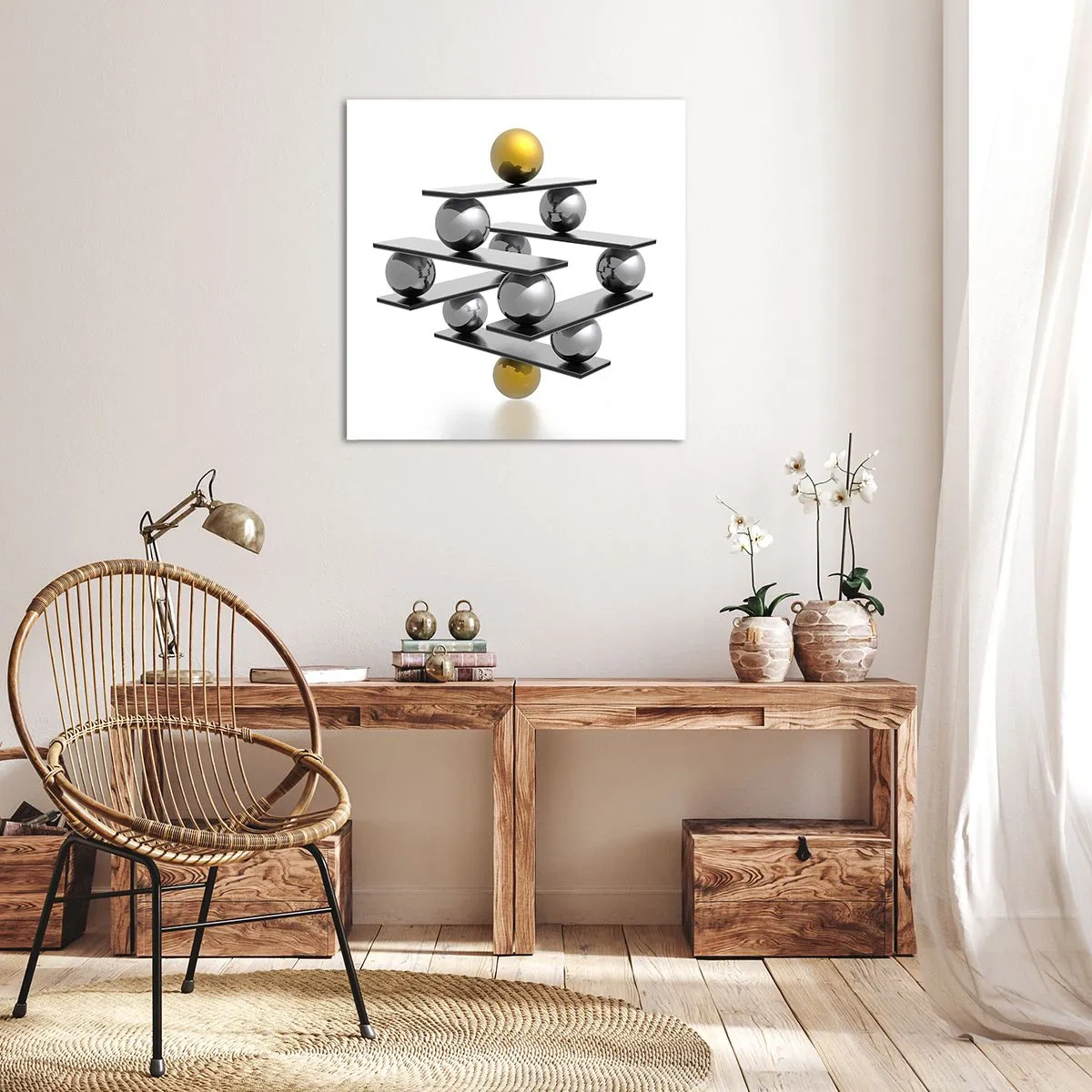 Obraz na plátně - Zlato-stříbrná rovnováha - 70x70 cm