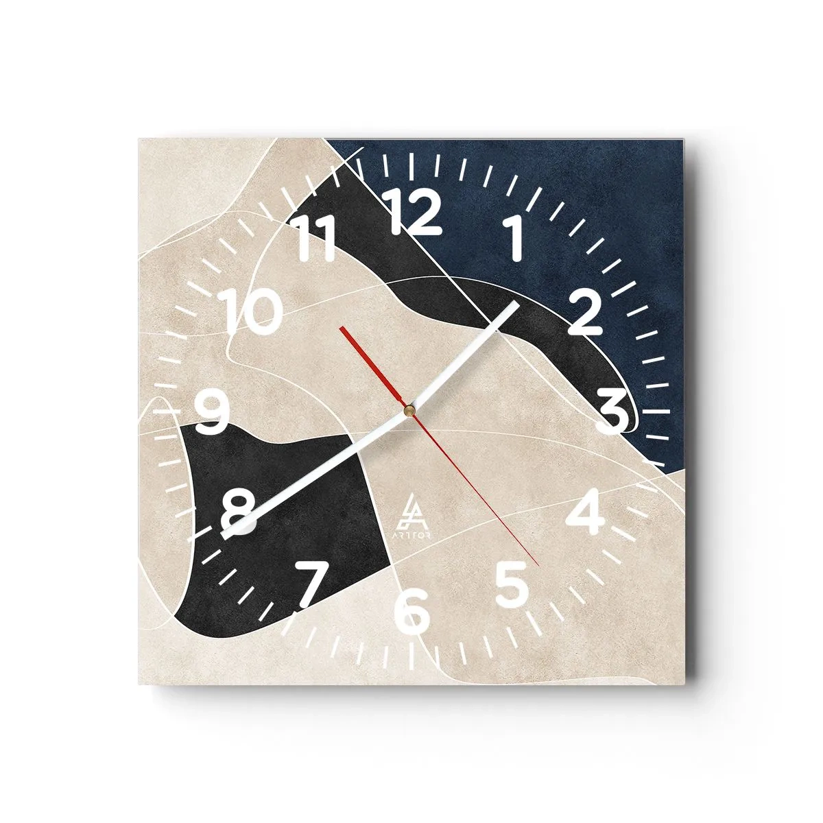 Nástěnné hodiny - Abstraktní kompozice – kontrast barev - 30x30 cm