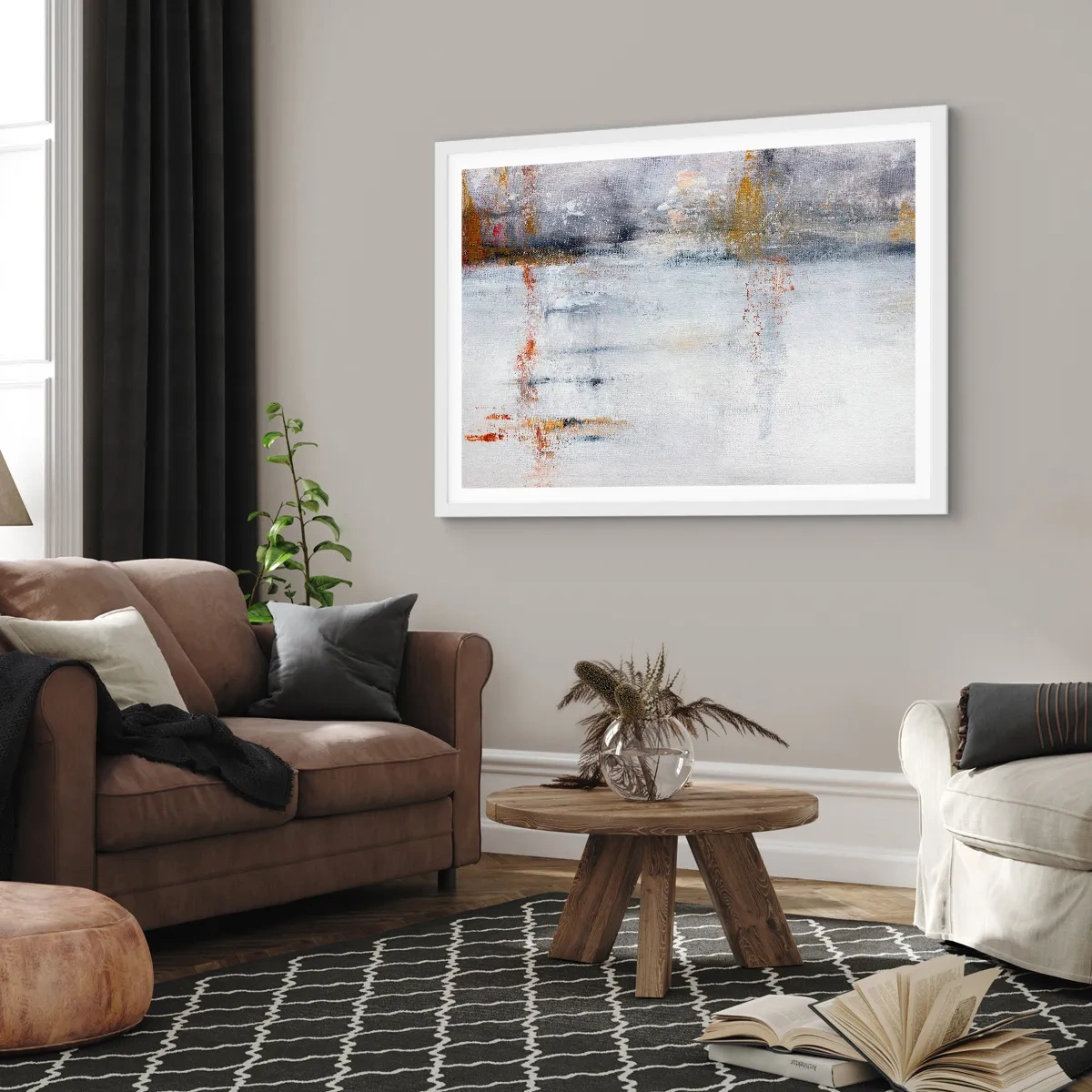 Plakát v bílém rámu - Za závojem vzduchu - 50x40 cm