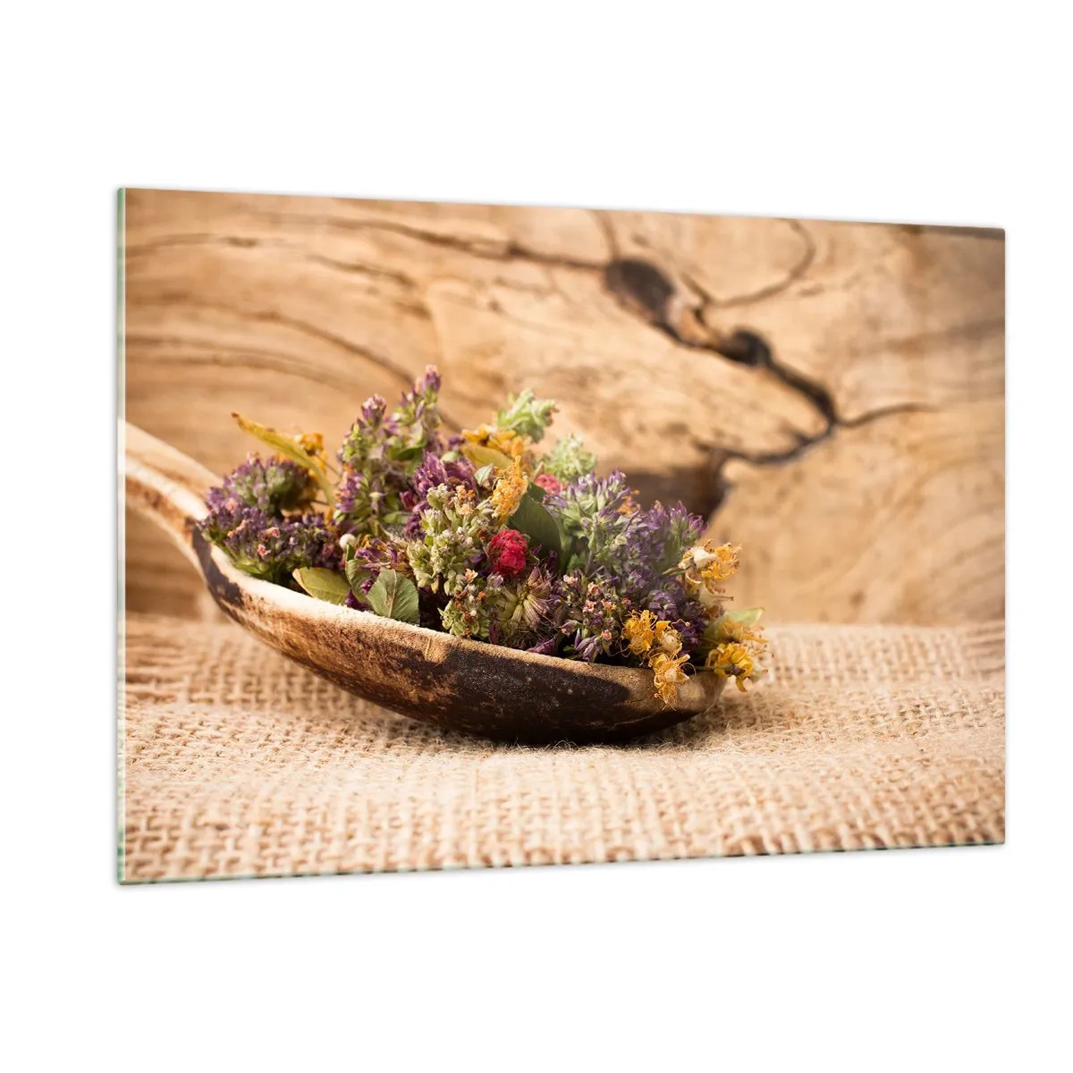 Obraz na skle - Barevné kvítí a voňavé bylinky - 120x80 cm
