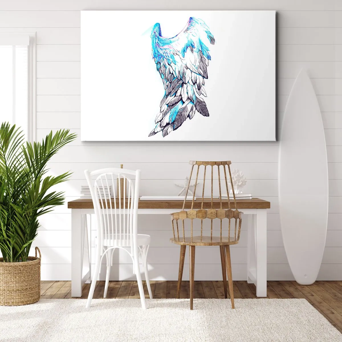 Obraz na plátně - Jemná andělská křídla v pastelových odstínech - 70x50cm - Potřebuji křídla - Moderní nástěnná dekorace do obývacího pokoje a ložnice ARTTOR