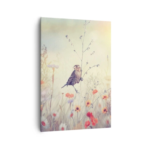 Obraz na plátně - Portrét ptáka s loukou v pozadí - 70x100 cm