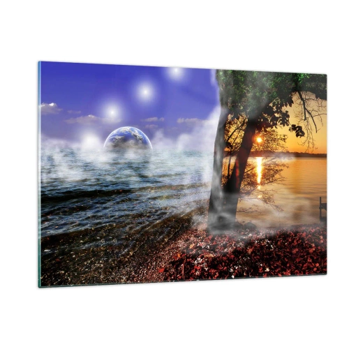 Obraz na skle - Surrealistická krajina - jednota přírody - 120x80 cm