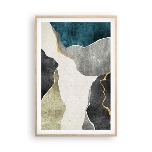 Plakát v rámu světlý dub - Mozaiková kompozice se zlatou nití - 61x91 cm