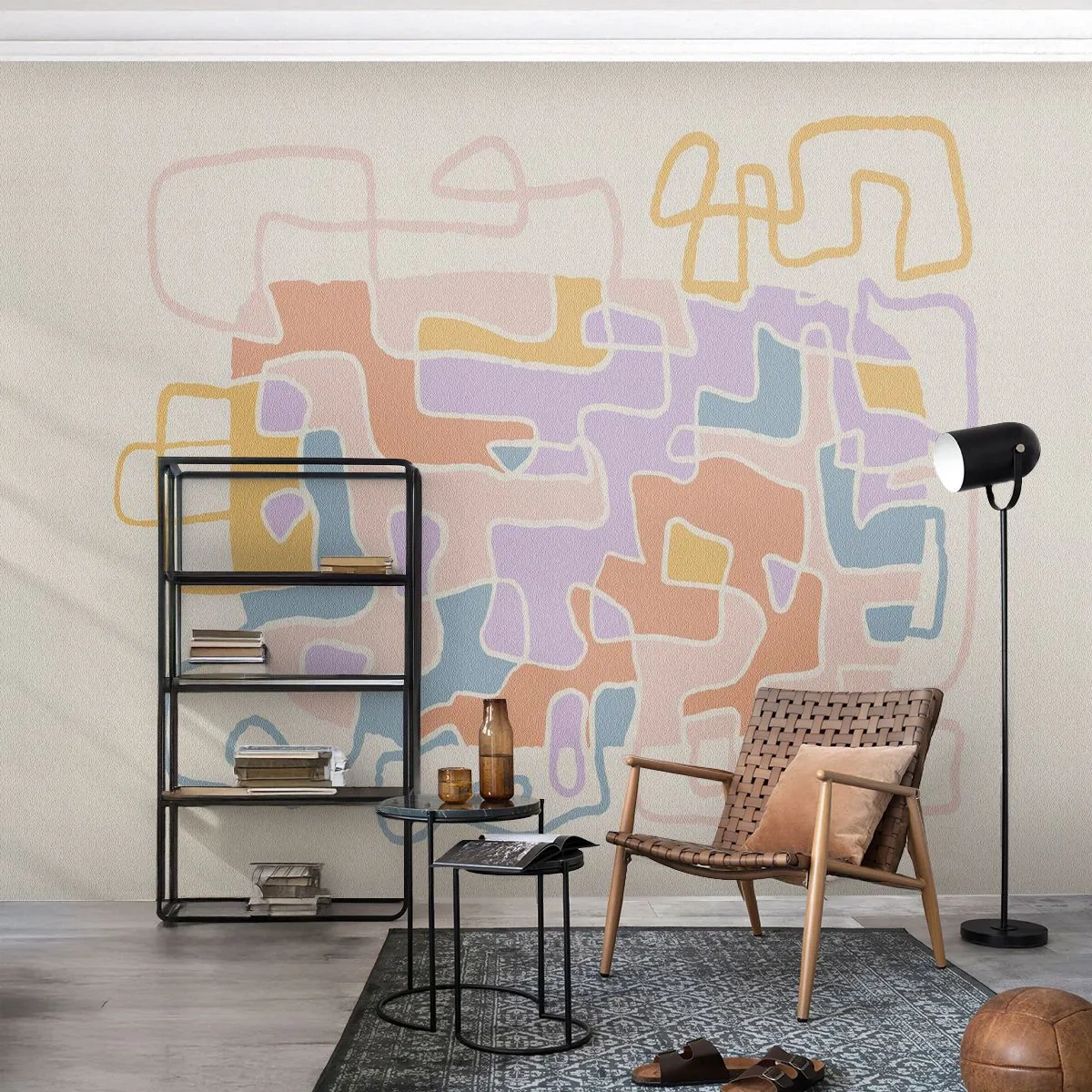 Fototapeta Premium Canvas - Labyrint – veselé dobrodružství - Minimalismus, Pastel, Čáry - 250x175 cm