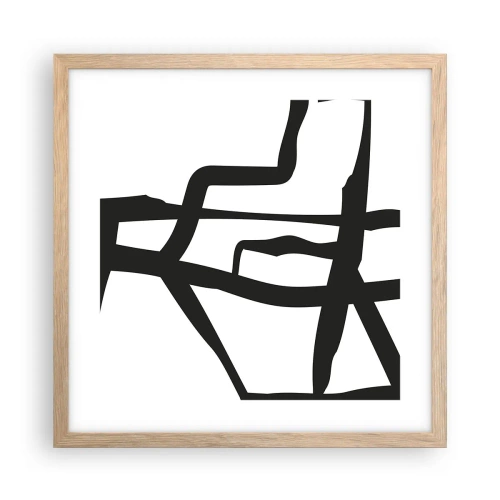 Plakát v rámu světlý dub - Černobílá konstrukce - 40x40 cm