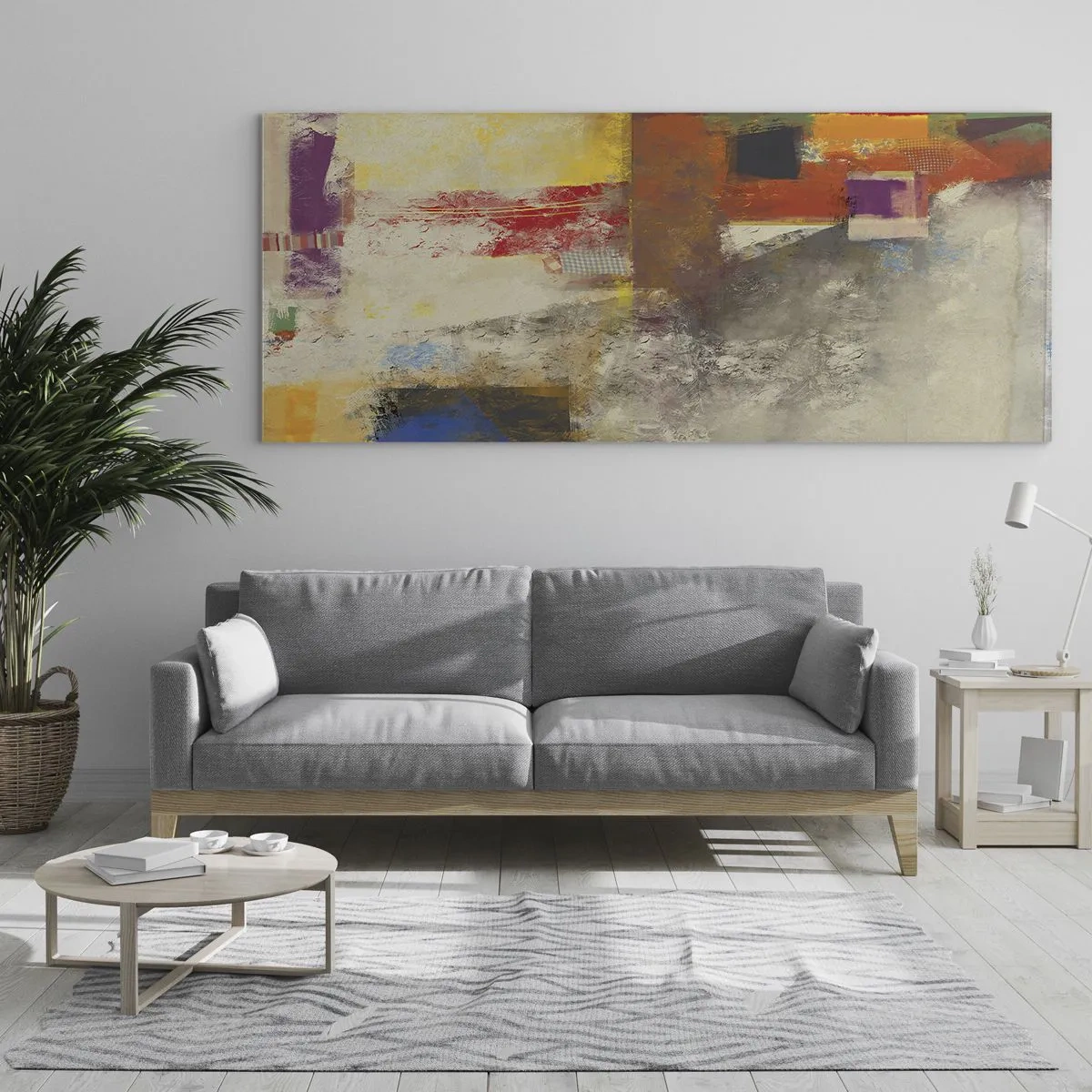 Obraz na skle - Geometrie barev - 100x40 cm