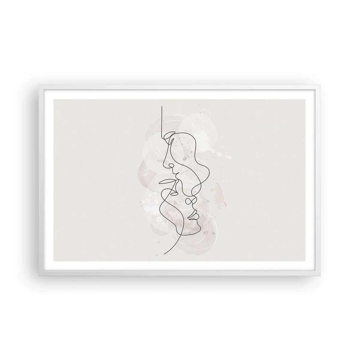 Plakát v bílém rámu - Zamotaní v objetí - 91x61 cm