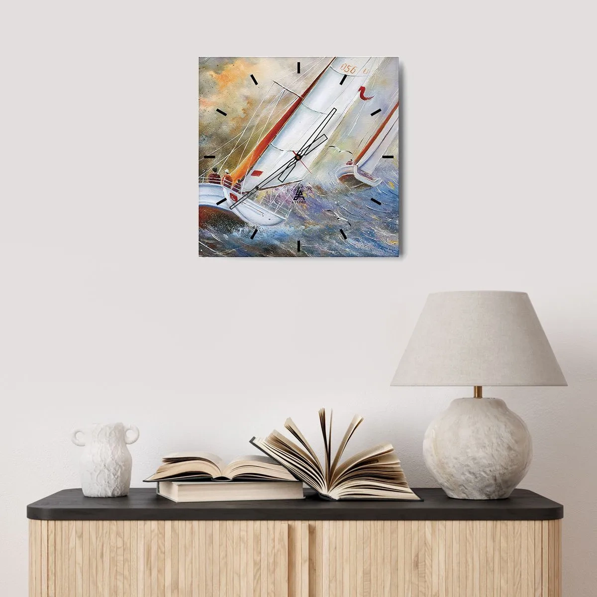Nástěnné hodiny - Běžící přes vlny - 30x30 cm