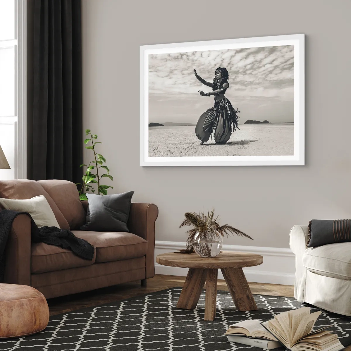 Plakát v bílém rámu - Tanec jižních ostrovů - 100x70 cm