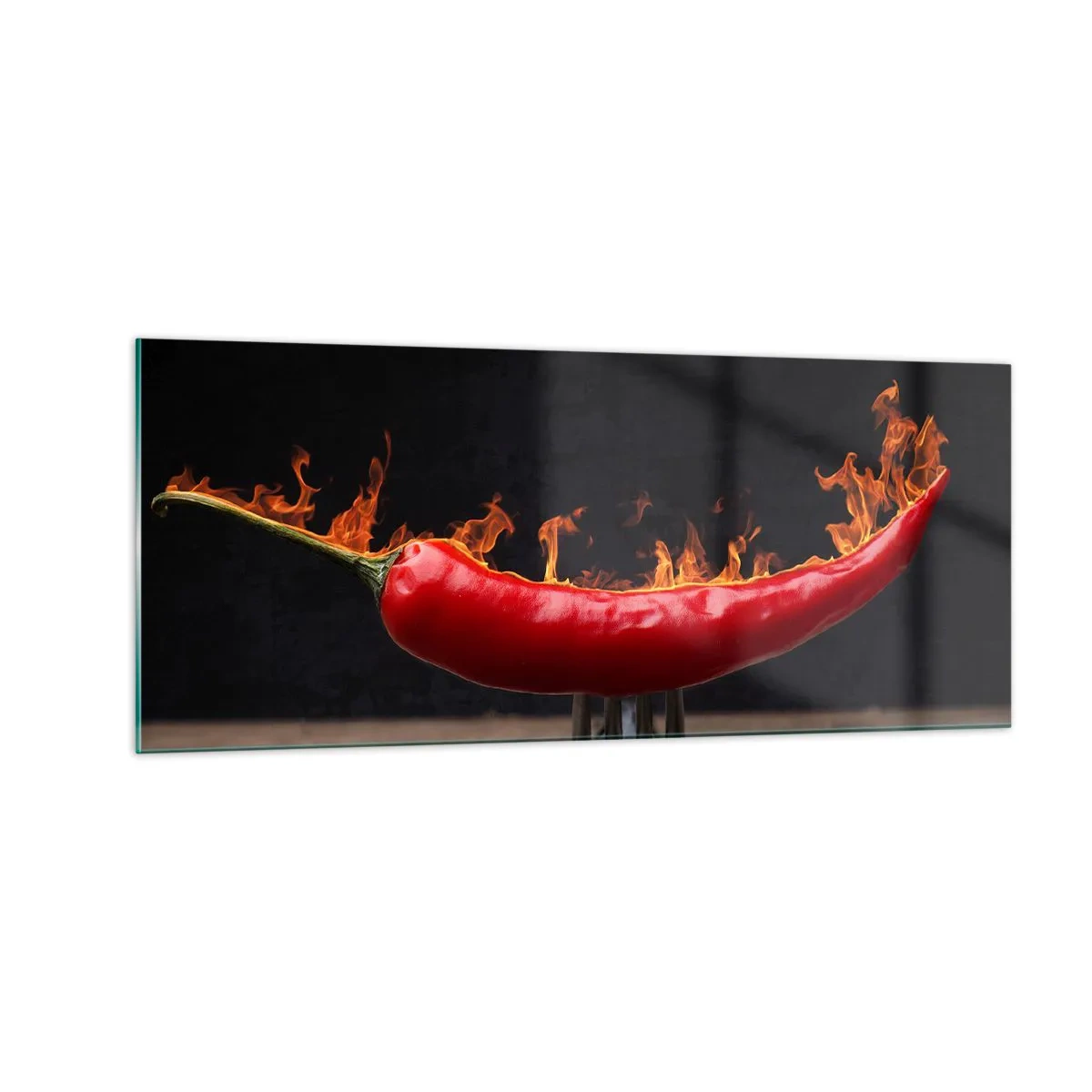 Obraz na skle - Ohnivý předkrm - 100x40 cm