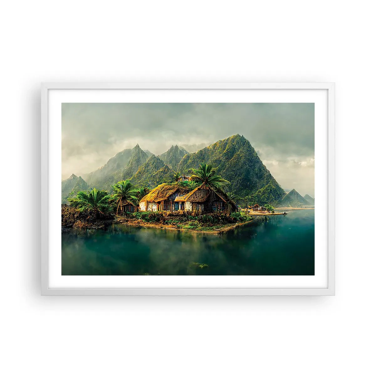 Plakát v bílém rámu - Tropický ráj - 70x50 cm