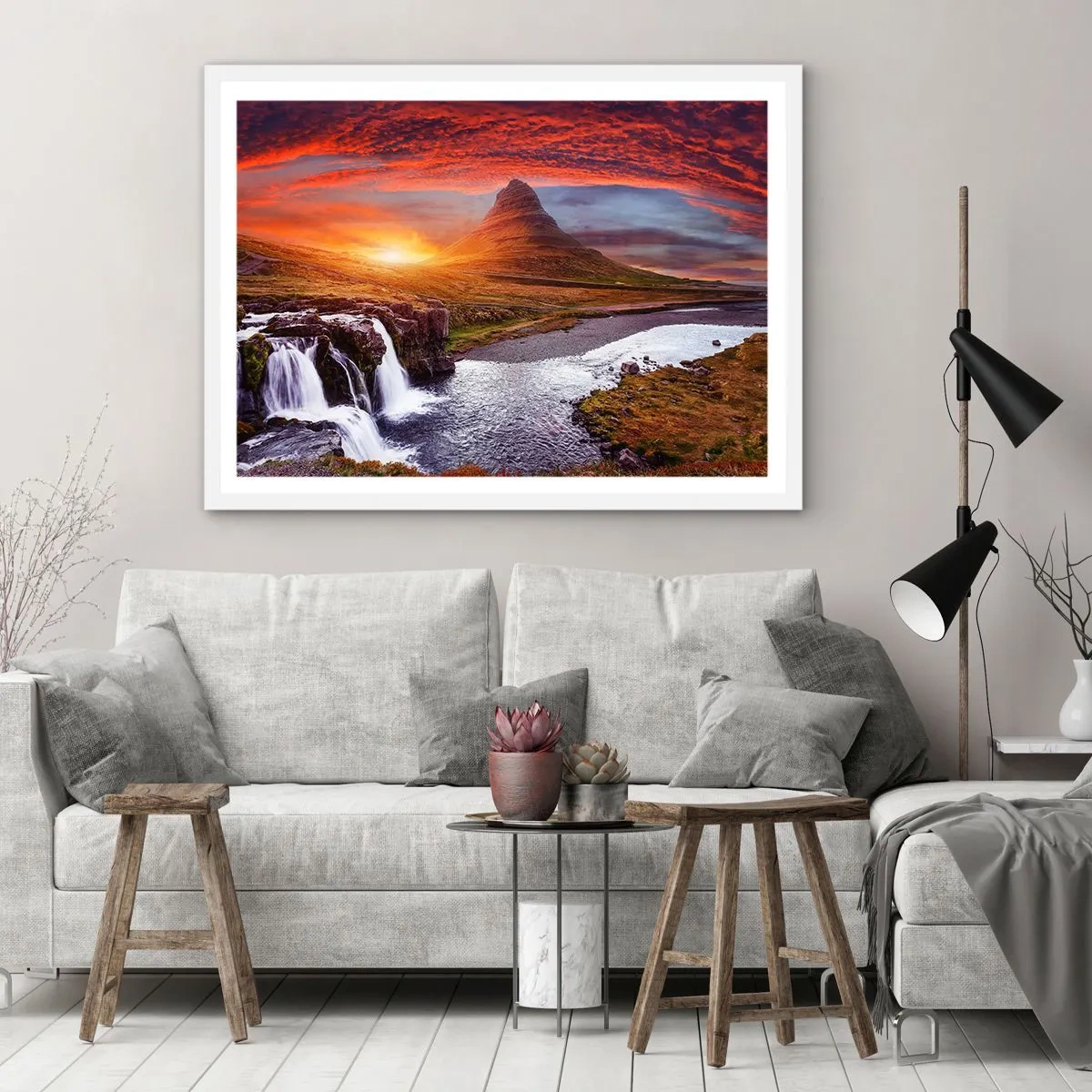 Plakát v bílém rámu - Pohled na Středozem - 70x50 cm