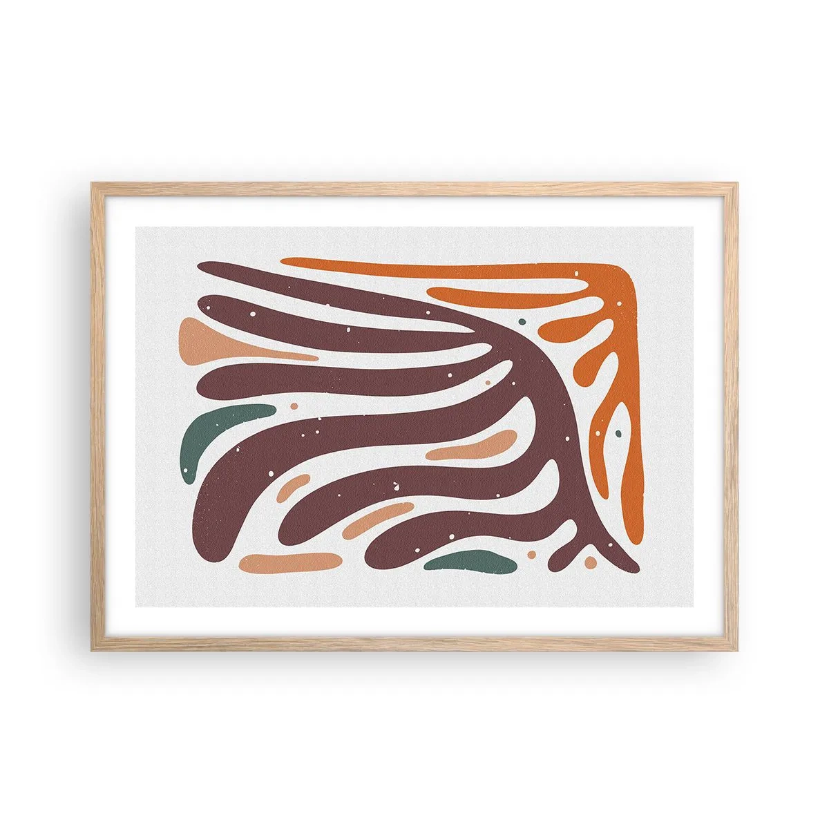 Plakát v rámu světlý dub - Organická a radiální kompozice - 70x50 cm