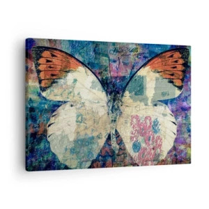 Obraz na plátně - Motýl v abstraktním uměleckém pozadí s barevnými detaily - 70x50cm - Jemná křehkost - Moderní nástěnná dekorace do obývacího pokoje a ložnice ARTTOR