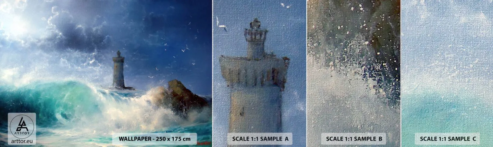 Vzor Fototapety Premium Canvas - Na stráži proti živlům - Krajina, Maják, Bouřka - 100x30 cm