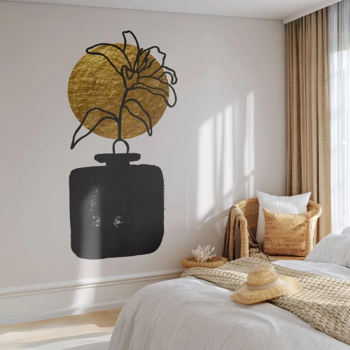 Fototapeta Samolepicí Deluxe Sticker - Krása, která má cenu zlata - Váza, Květiny, Minimalismus - 200x140 cm